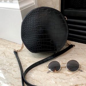 Faux Croc Crossbody Bag